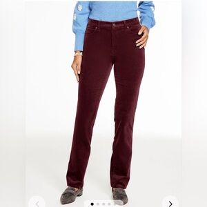 Talbots Women’s High Waist STRAIGHT LEG STRETCH CORDUROY PANTS RICH BURGUNDY 10